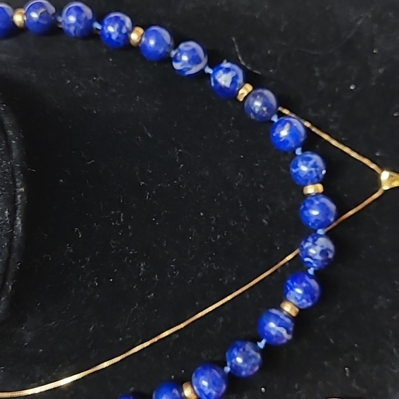 14k vintage lapis lazuli necklace - Picture 4 of 6